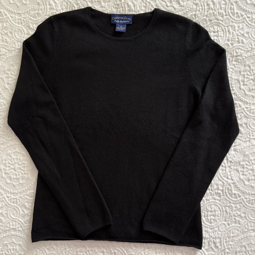 Charter Club 100% Cashmere Sweater, Black, Size Small